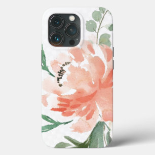 coque iPhone 13 Pro - Aquarelles Peony rose