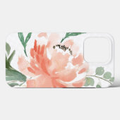 coque iPhone 13 Pro - Aquarelles Peony rose (Verso (horizontal))