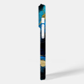 coque iPhone 14 Pro avec encre d'alcool bleu et or (Verso / Gauche)