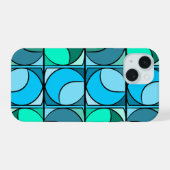 Coque Iphone 15 design 70' bleu (Verso Horizontal)