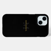 Coque iPhone 15 personnalisé avec nom et initiale (Verso (horizontal))