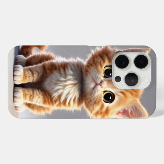 coque iPhone 15 Pro avec design de chat adorable (Verso (horizontal))