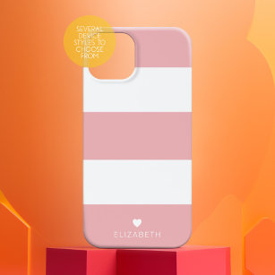 Case-Mate iPhone Case Gras moderne rose pâle Motif rayé avec coeur