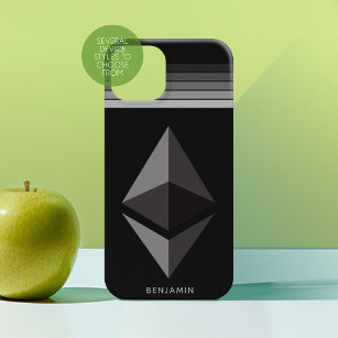 Coque iPhone 15 Pro Icône de cristaux d'investissement Ethereum avec r