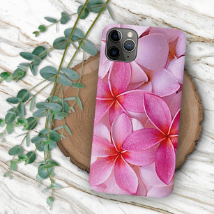 Coque iPhone 15 Pro Max Élégant Chic Pastel Rose Hawaiian Plumeria Fleurs