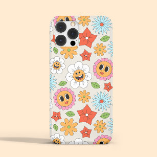 Coque iPhone 15 Pro Max Fleurs de dessin rétro Whimsical Happy Fun