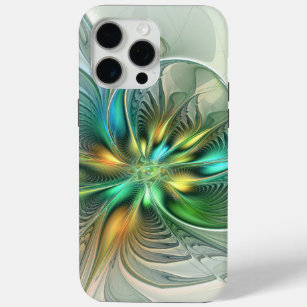 Coque iPhone 15 Pro Max Imaginaire coloré Moderne Fleur Abstraite Fractale