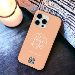 Coque iPhone 15 Pro Max Modern white peach business corporate logo qr code<br><div class="desc">Modern white on peach business corporate logo qr code. A simple and efficient way to advertise your company.</div>
