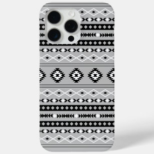 Coque iPhone 15 Pro Max Motif de motifs mixtes noir blanc aztèque