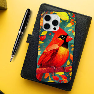 Coque iPhone 15 Pro Max Oiseau cardinal Abstrait