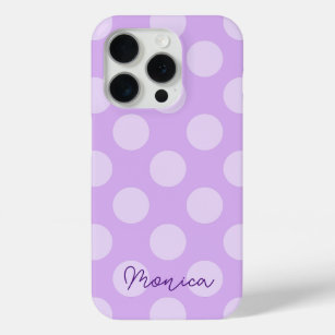 Coque iPhone 15 Pro Pale Lavender Polka Dot