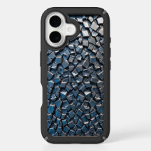 Coque iPhone 16 à motif mosaïque bleu Premium