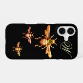 COQUE iPhone 16 ABEILLES D'OR MONOGRAMME (Verso Horizontal)