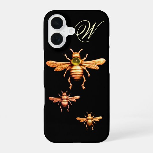 COQUE iPhone 16 ABEILLES D'OR MONOGRAMME (Verso)
