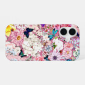 Coque iPhone 16 Abondance de fleurs roses (Verso Horizontal)