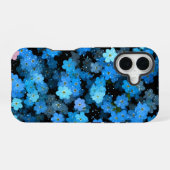 Coque iPhone 16 Abstract Blue Flowers (Verso Horizontal)