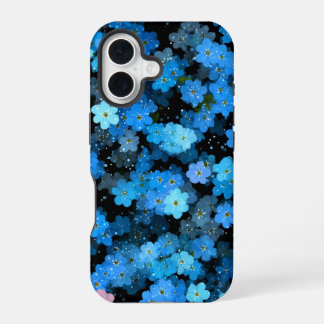Coque iPhone 16 Abstract Blue Flowers