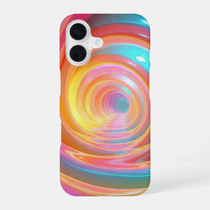 Coque iPhone 16 Abstrait Art Tourbillon Néon Vibrant