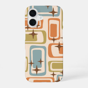 Coque iPhone 16 Abstrait Atomique Rétro Coloré Milieu du Siècle Mo