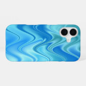 Coque iPhone 16 Abstrait Bleu Ondulé (Verso Horizontal)