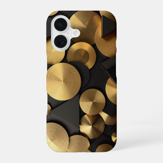 Coque iPhone 16 Abstrait Luxueux Géométrique Doré (Verso)