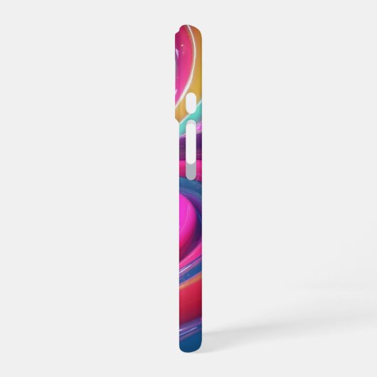 Coque iPhone 16 Abstrait Rainbow Glossy Swirl 3D (Côté gauche)