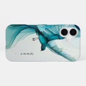 Coque iPhone 16 Aesthetic Blue Watercolor Flying Bird iPhone (Verso Horizontal)