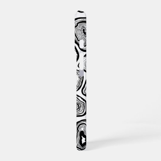 Coque iPhone 16 Agate les tranches en noir et blanc (Côté gauche)