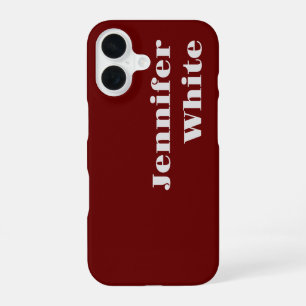 Coque iPhone 16 Ajoutez Votre Nom Moderne Minimaliste Simple Rouge