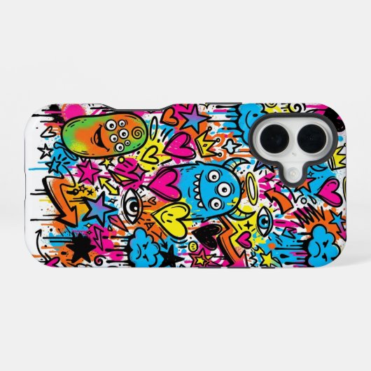 Coque iPhone 16 Alien Monster Graffiti Pattern iPhone 16 case (Verso Horizontal)