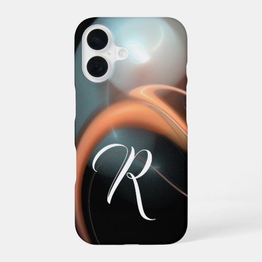 Coque iPhone 16 ALIEN PEARL MONOGRAM Rose Blanc Fractal Swirls iPh (Verso)
