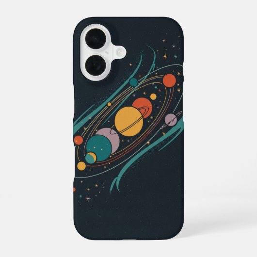 Coque iPhone 16 Alignement Rétro des Planètes (Verso)