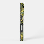 Coque iPhone 16 Alligator Crocodile Dragon Cuir Vert Jaune (Côté droit)