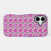Coque iPhone 16 Alphabet Géométrique Rose Chic Initiale N (Verso Horizontal)