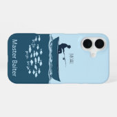 Coque iPhone 16 Amateur de pêche, bleu (Verso Horizontal)