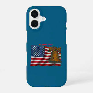 Coque iPhone 16 American Flag & Liberty Bell Independence Day URM