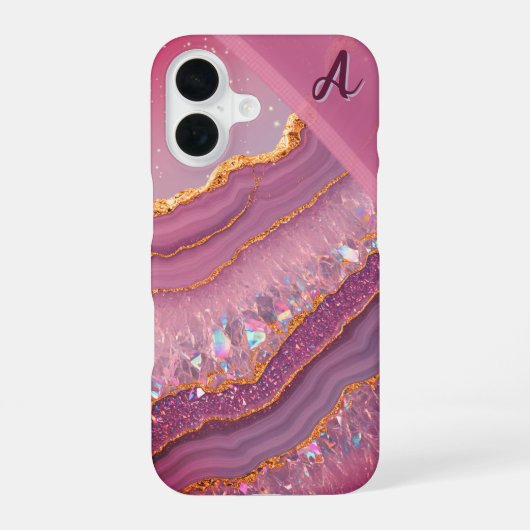 Coque iPhone 16 Améthyste Aurore Monogramme (Verso)