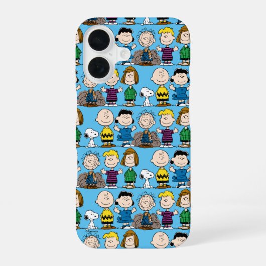 Coque iPhone 16 Amis des Peanuts en rangée (Verso)