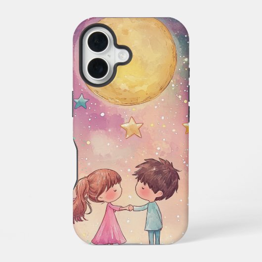 Coque iPhone 16 Amour cosmique : Boîtier téléphonique nocturne éto (Verso)