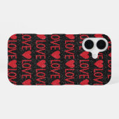 Coque iPhone 16 Amour Paillettes Noires (Verso Horizontal)