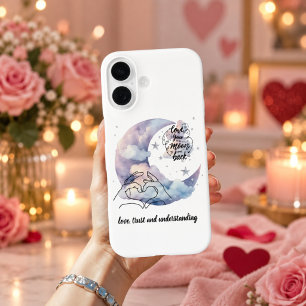 Coque iPhone 16 Amour personnalisé de la Lune et retour