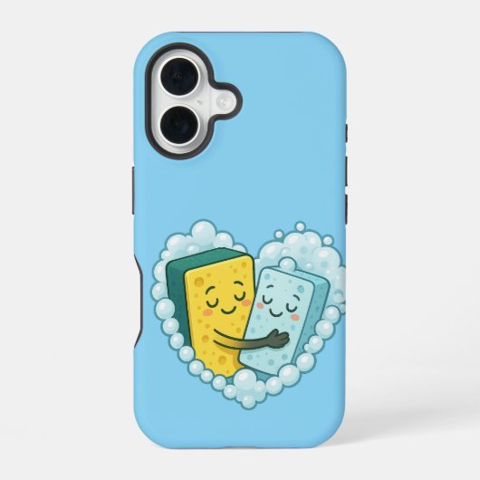 Coque iPhone 16 Amour Savonneux – Éponge & Liquide Vaisselle (Verso)