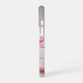 Coque iPhone 16 Amulette de l'œil mauvais rose sur surface de marb (Côté gauche)