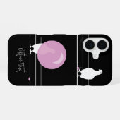 Coque iPhone 16 Amusant Bubblegum Birds on a Wire Black (Verso Horizontal)