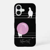 Coque iPhone 16 Amusant Bubblegum Birds on a Wire Black (Verso)