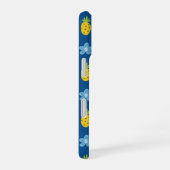 Coque iPhone 16 Ananas et fleurs bleues Monogramme (Côté droit)