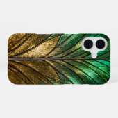 Coque iPhone 16 Anatomie d'une aile de papillon doré (Verso Horizontal)