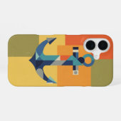 Coque iPhone 16 Ancre Géométrique Rétro (Verso Horizontal)
