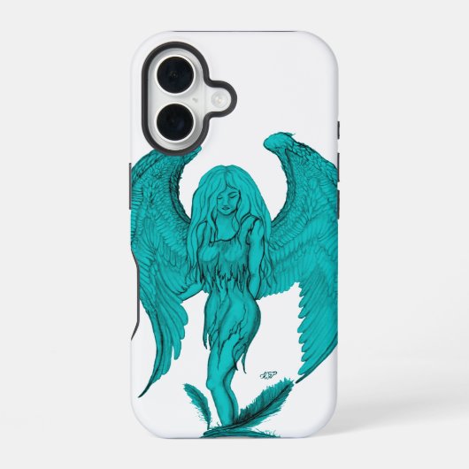 Coque iPhone 16 Ange, Dessin au crayon (Verso)