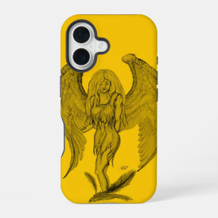 Coque iPhone 16 Ange - dessin noir et jaune
